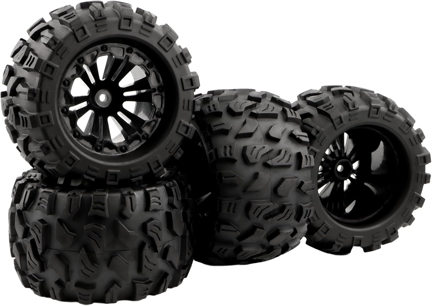 4-Pack 2.8" RC Rubber Car Tires On Road Tyres 12mm Hex Adapter Plastic Wheels Rims Compatible With Traxxas Arrma Rustler Stampede 1/10 Scale 9201E 9203E 9205E RZ001 9125 X07 X08 RC Cars
