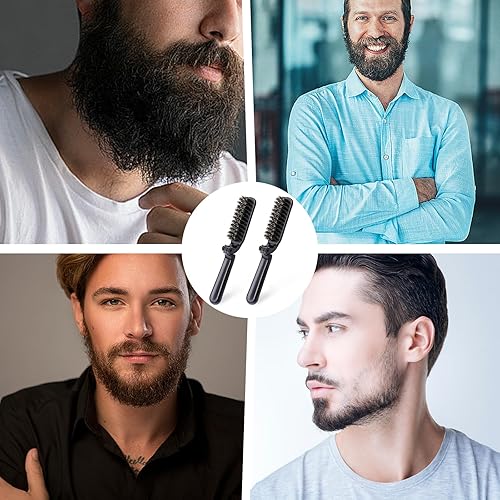 Miniatura 7 de 2 cepillos de pelo de viaje, mini cepillo de pelo plegable, cerdas de jabalí, peine de bolsillo, cepillo de barba, herramienta de peinado portátil