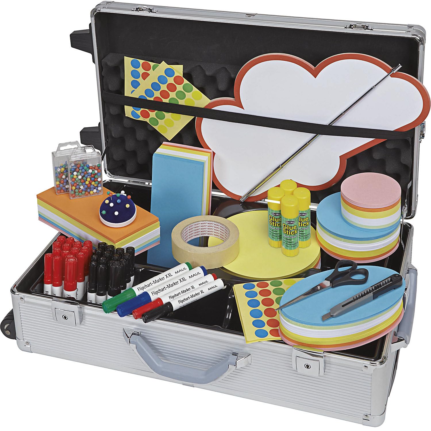 MAUL carrito de presentación MAULpro 63x38,5x19,5 cm | Maletín presentación de plástico resistente | Maletín con 2.923 piezas | Incluye tarjetas de presentación, tijeras, rotuladores