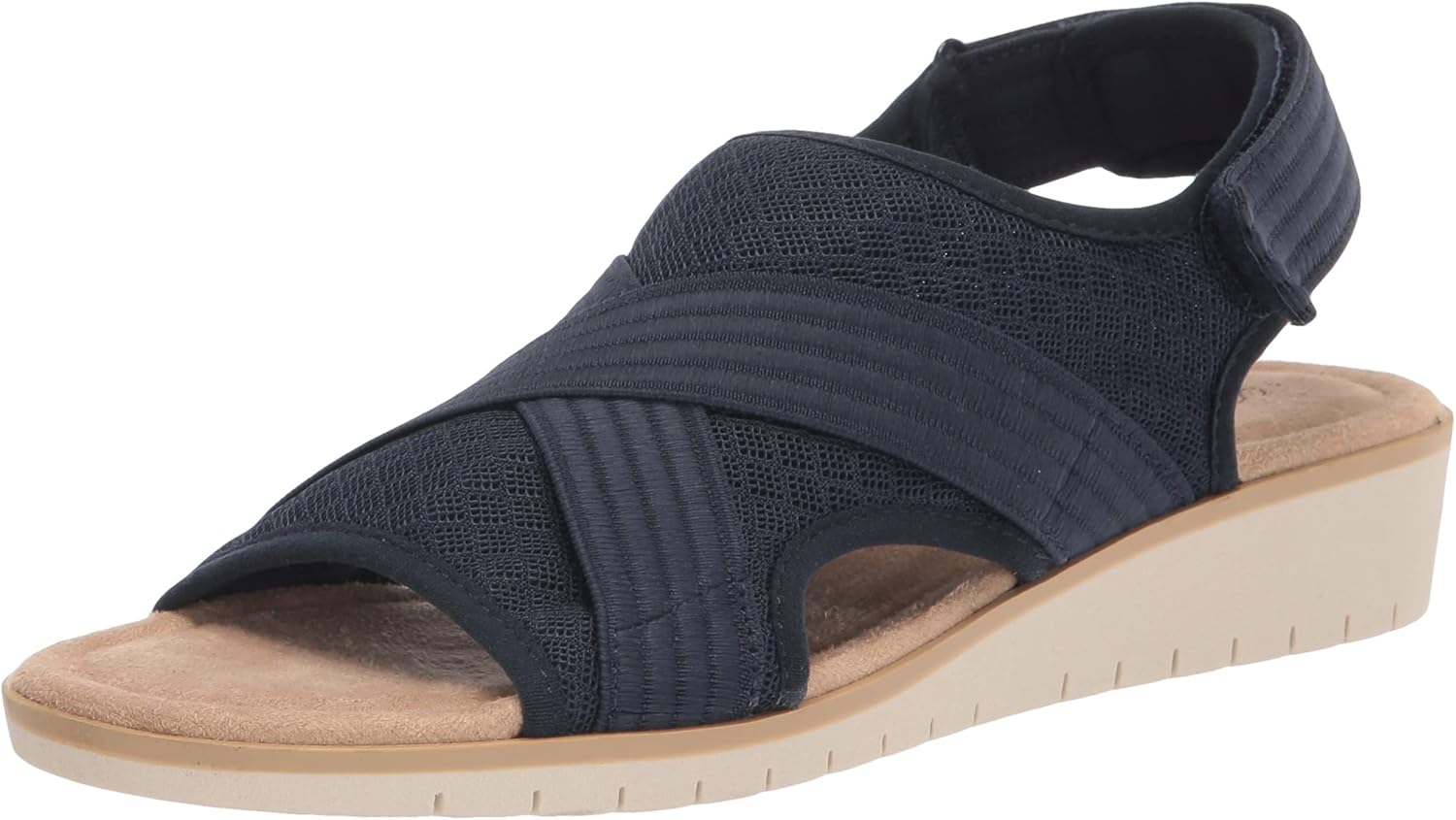 Easy Street Women's Raeven Wedge Sandal, Navy Mesh, 6