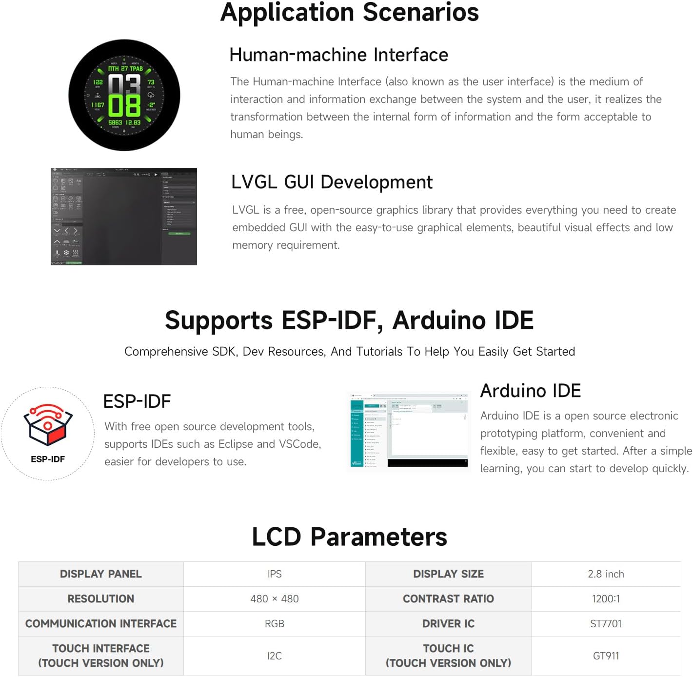 Waveshare ESP32-S3 2.8inch Round Display Development Board, 480×480, 32-bit LX7 Dual-core Processor, Without Touch Function