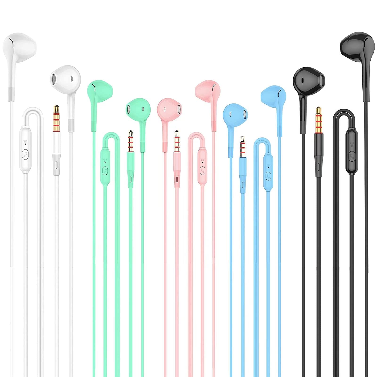 Sponsored Ad - Earbuds Headphones 5 in One Pack, Wired Earbud with Heavy Bass Stereo Noise Blocking, Microphone, Compatibl...
