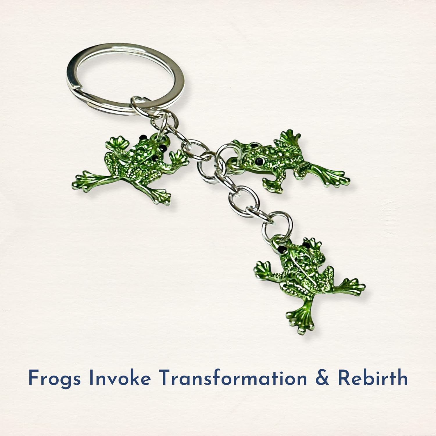 Leaping Frog Keychain | Green Charms with Rhinestones | Gift Pouch | 4.25 in Long - Image 7