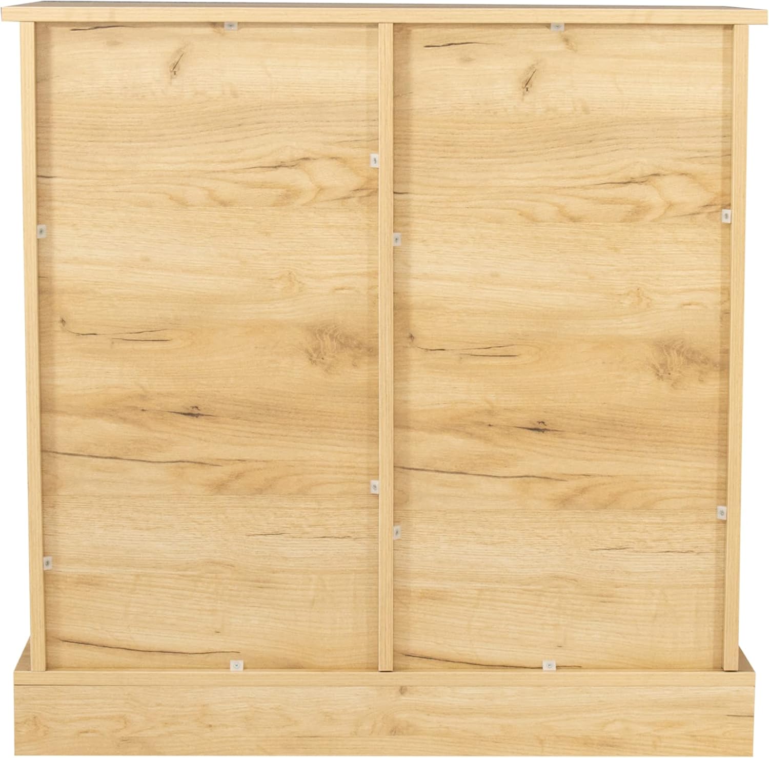 Rustic Barn Door Style Side Cabinet Buffet Sideboard - Compact Storage Cabinet with Sliding Barn Door and Interior Shelves (Light Brown)