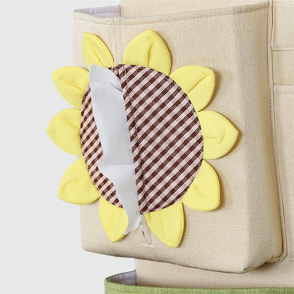 Organisateur de stockage mural de grande capacité Horganiseur sur la porte Poches de rangement en lin en coton Sac de rangement suspendu mignon avec 2 crochets ( Color : Yellow , Style : 7 pockets )