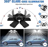 Vista 2 de Bombillas LED de garaje 2 unidades 180W 18000LM 6500K luz LED tienda con 6 más 1 paneles deformables sótano granero luces de techo para E26/E27