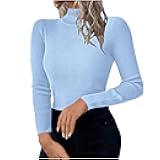 Turtleneck Sweaters for Women Pullover Long Sleeve Slim Fitted Ribbed Knit Basic Fashion Going Out Tops Fall Clothes