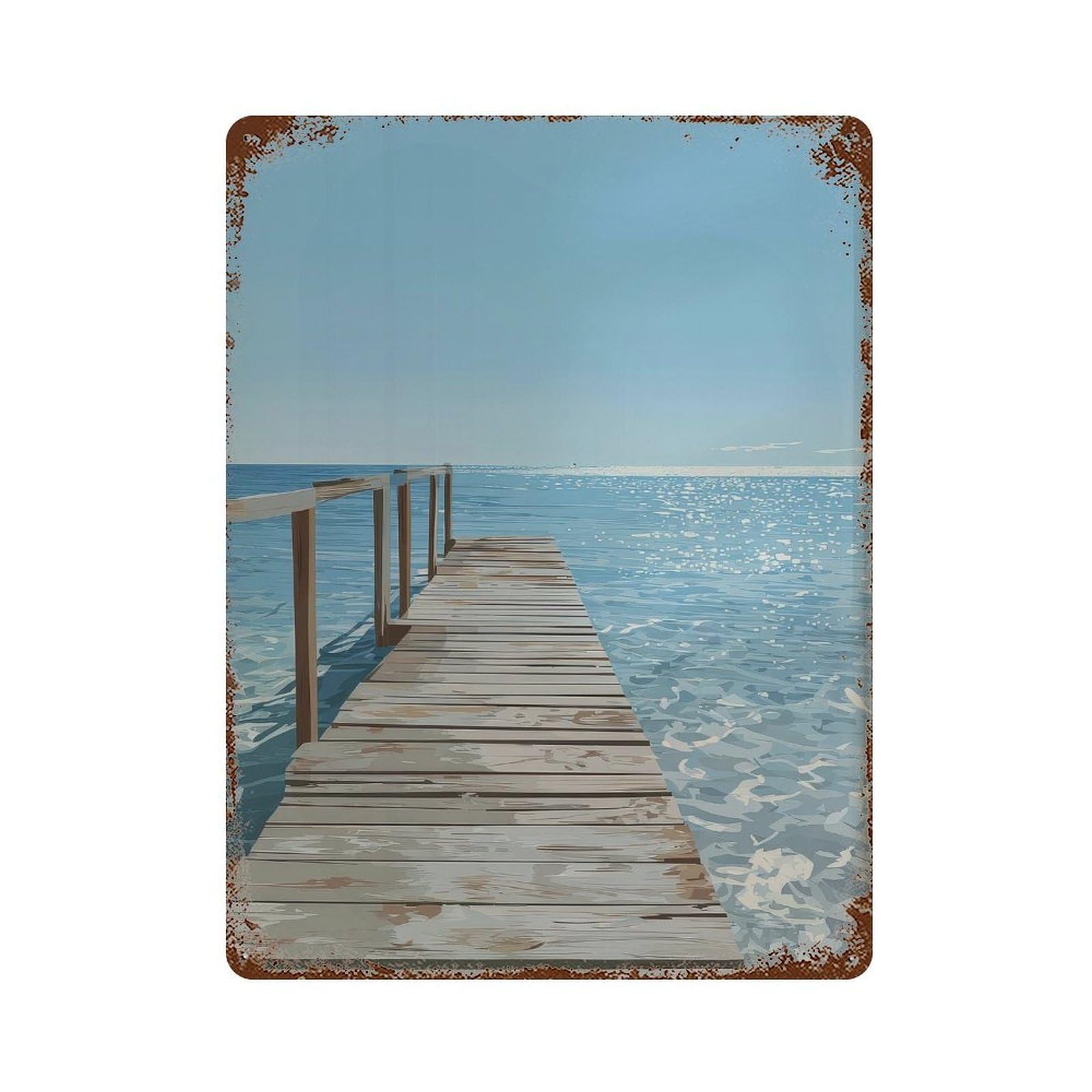 xiaoxiaoshen Ocean Pier. Minimalist Modern Wall Decor Art Metal Tin Poster Modern Home Decor Art Home Bar Shop Decorations Vintage Sign 40x30cm