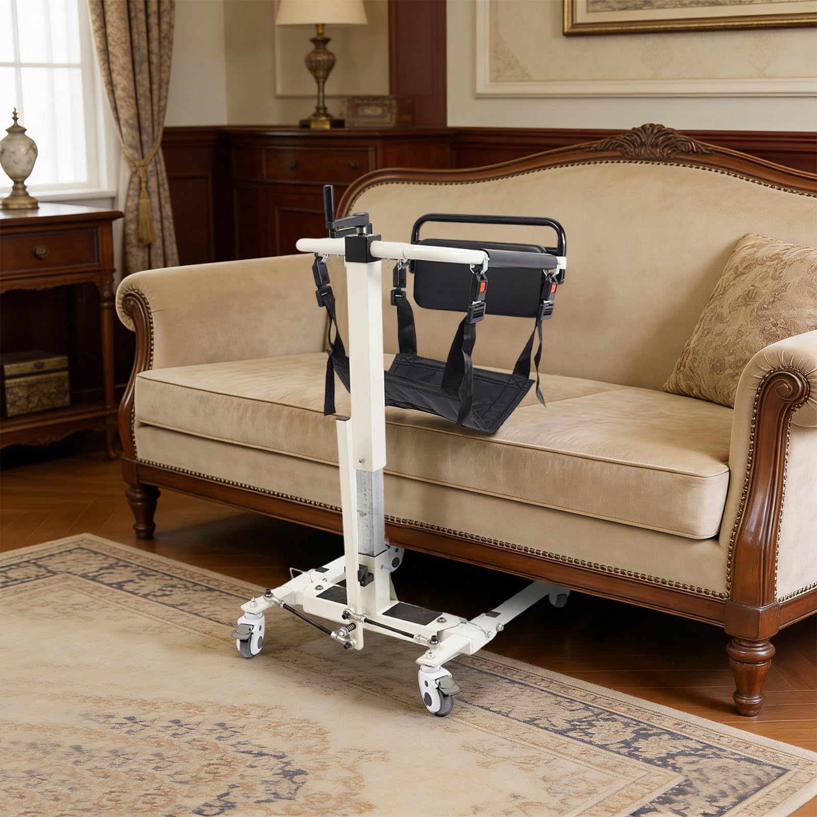 Sollevamento paziente, sedia di trasferimento per pazienti, regolabile in altezza, portatile, con schienale, portata 120 kg, per persone con larghezza del corpo inferiore a 18,5 cm