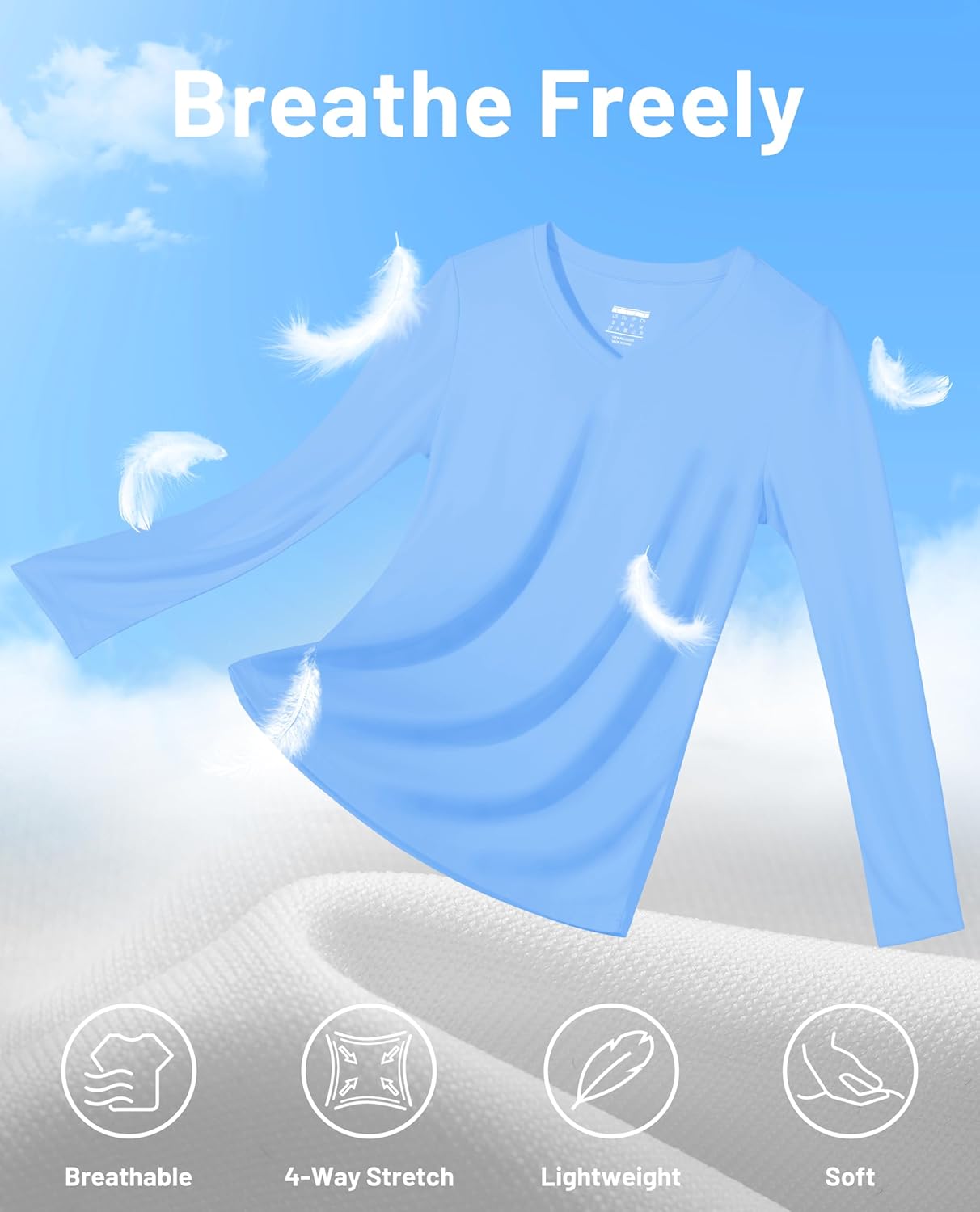 MAGCOMSEN SPF Shirts for Women Long Sleeve Workout Tops V-Neck UPF 50+ UV Sun Shirt Quick Dry Performance Tees Swim Tops - Image 4