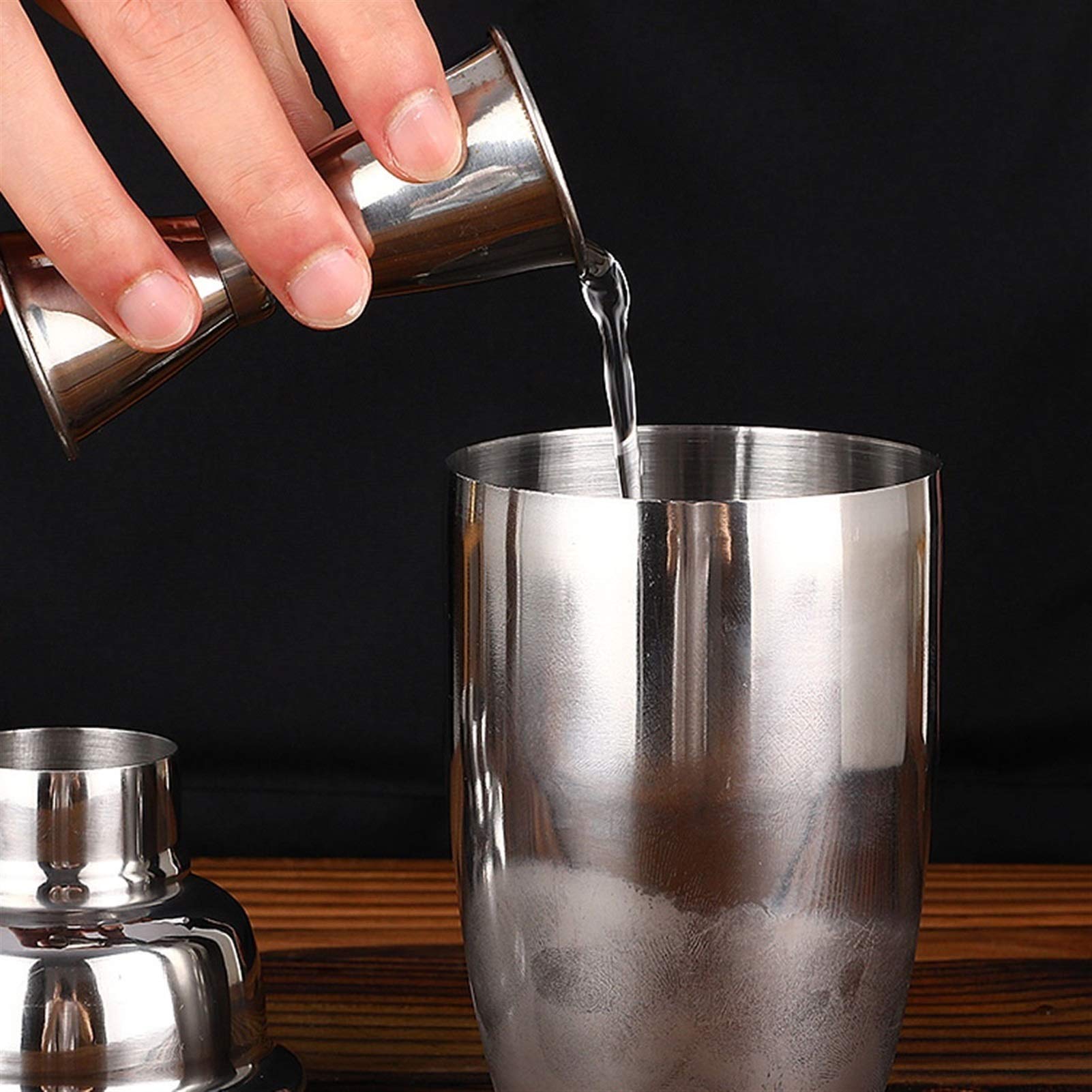 Mezclador de vino Sistema de 6 piezas para los camareros o los mixólogos - Accesorios de conjunto de barra de casas, mezcla de acero inoxidable Kit de barmandero con shakers, coladores, jigger, Muddle