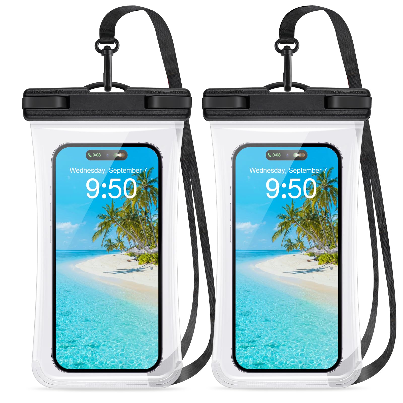 PEDVSTY Waterproof Phone Pouch 2 Pack, IPX8 Waterproof Phone Case for iPhone Galaxy Pixel Up to 7.2", Cell Phone Dry Bag Beach Vacation