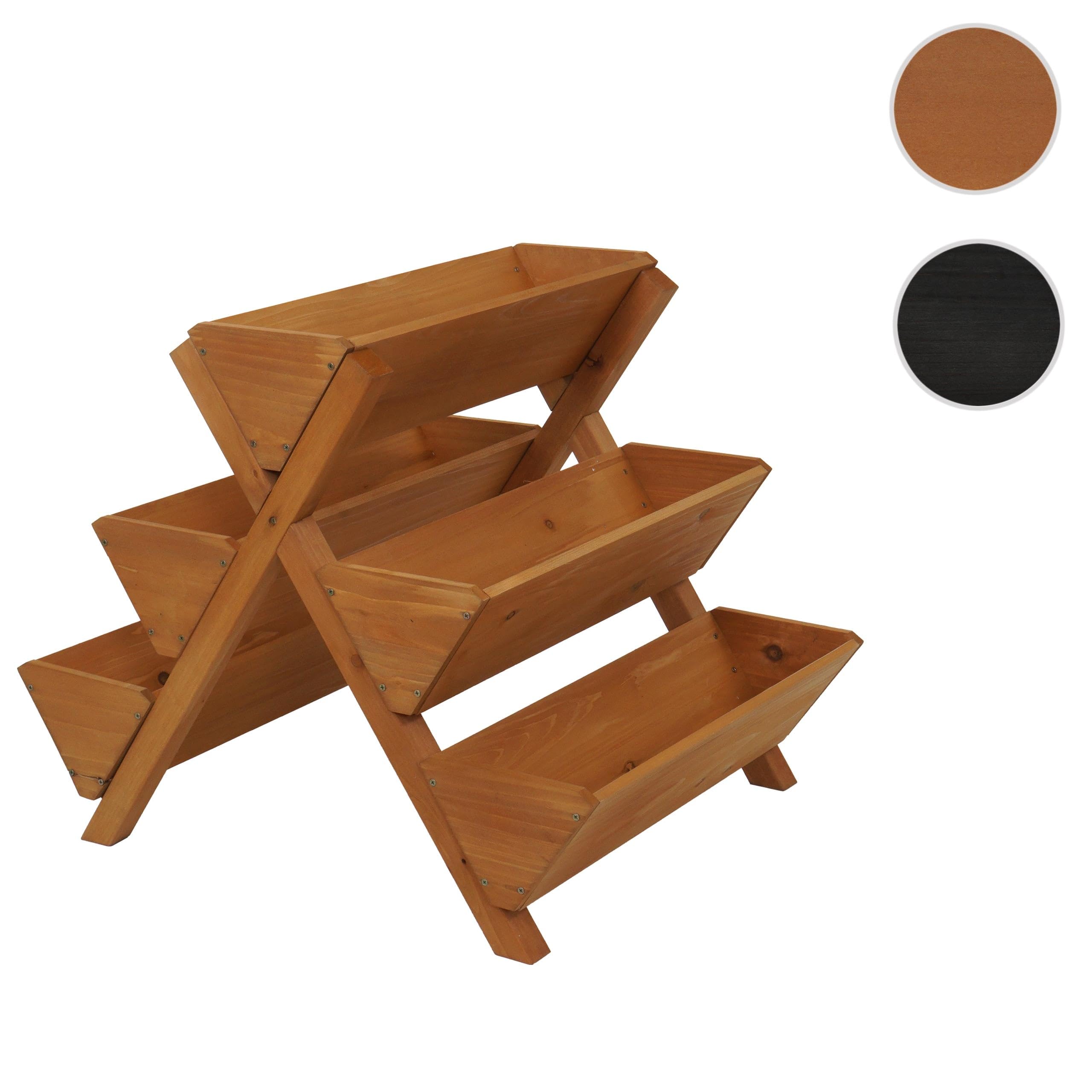 PROREGAL Pflanztreppe |HxBxT 56x56x70cm | 5 Kästen Outdoor Holz FSC® | Natur | Blumenregal Kräutertreppe Pflanzkübel Hochbeet