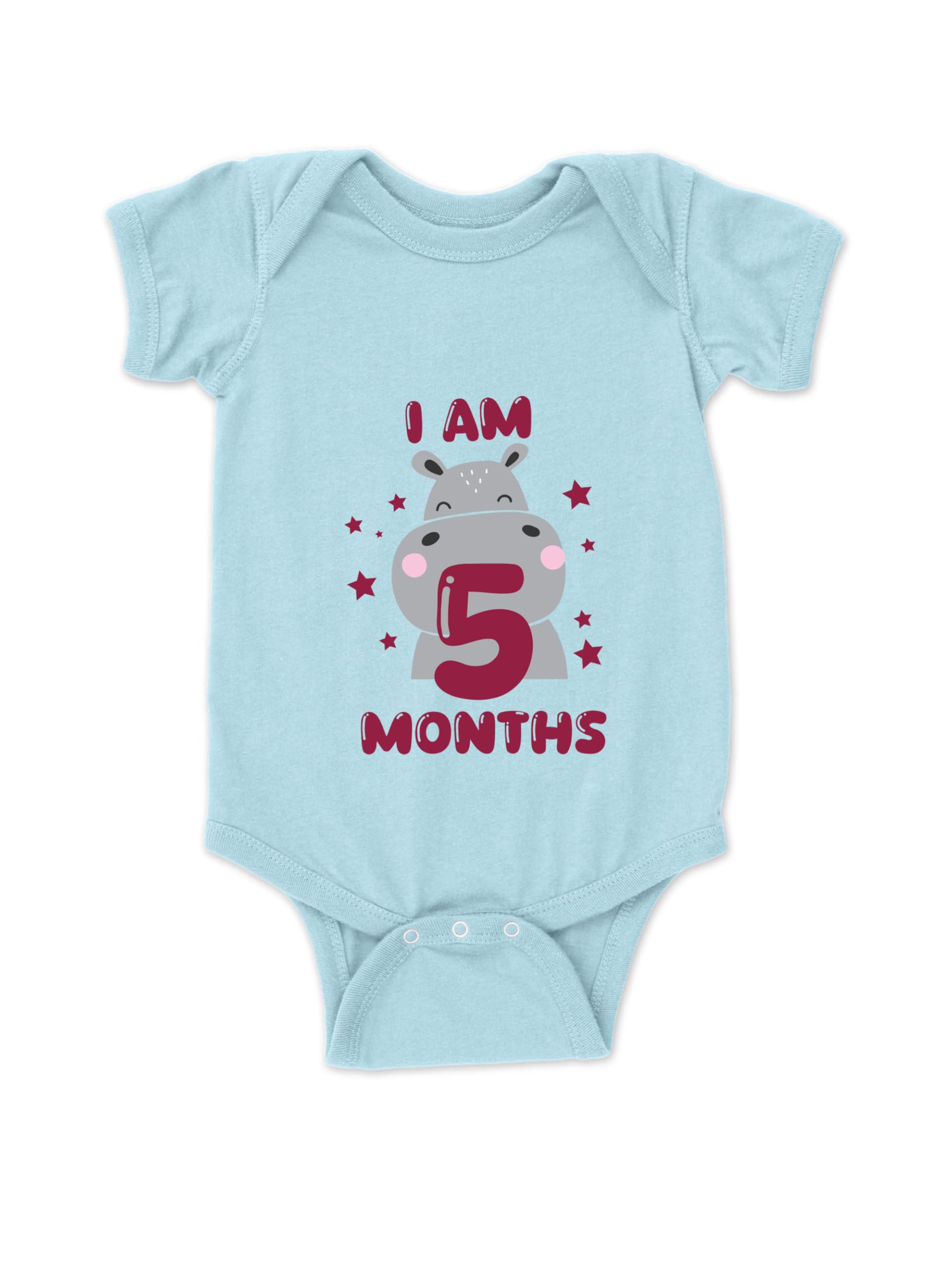 drobe Cotton 5 Month Birthday Print Romper Newborn Blue Baby Romper for baby girl & baby boy-picture-55