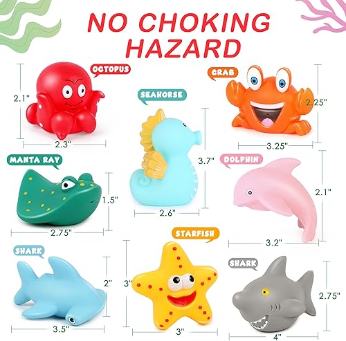 Miniatura 6 de LotFancy Juguetes de baño para niños pequeños de 1 a 3 años, juguetes de bañera sin moho para bebés de 6 a 12 meses, 8 piezas sin agujeros, juguetes