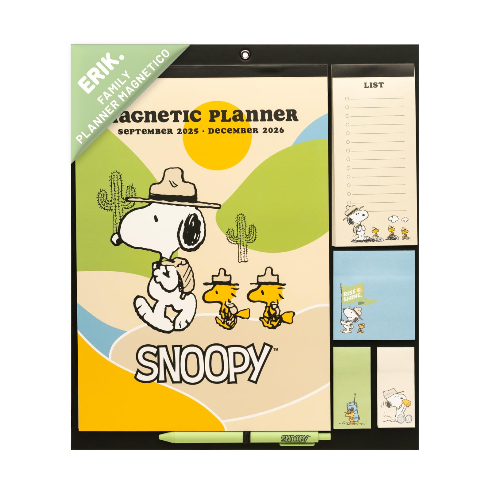 Grupo Erik: Calendario Famiglia 2026 Snoopy | Calendario Magnetico Frigo 2026 con 4 colonne, 30x34cm, con To Do List, stickers e penna inclusa