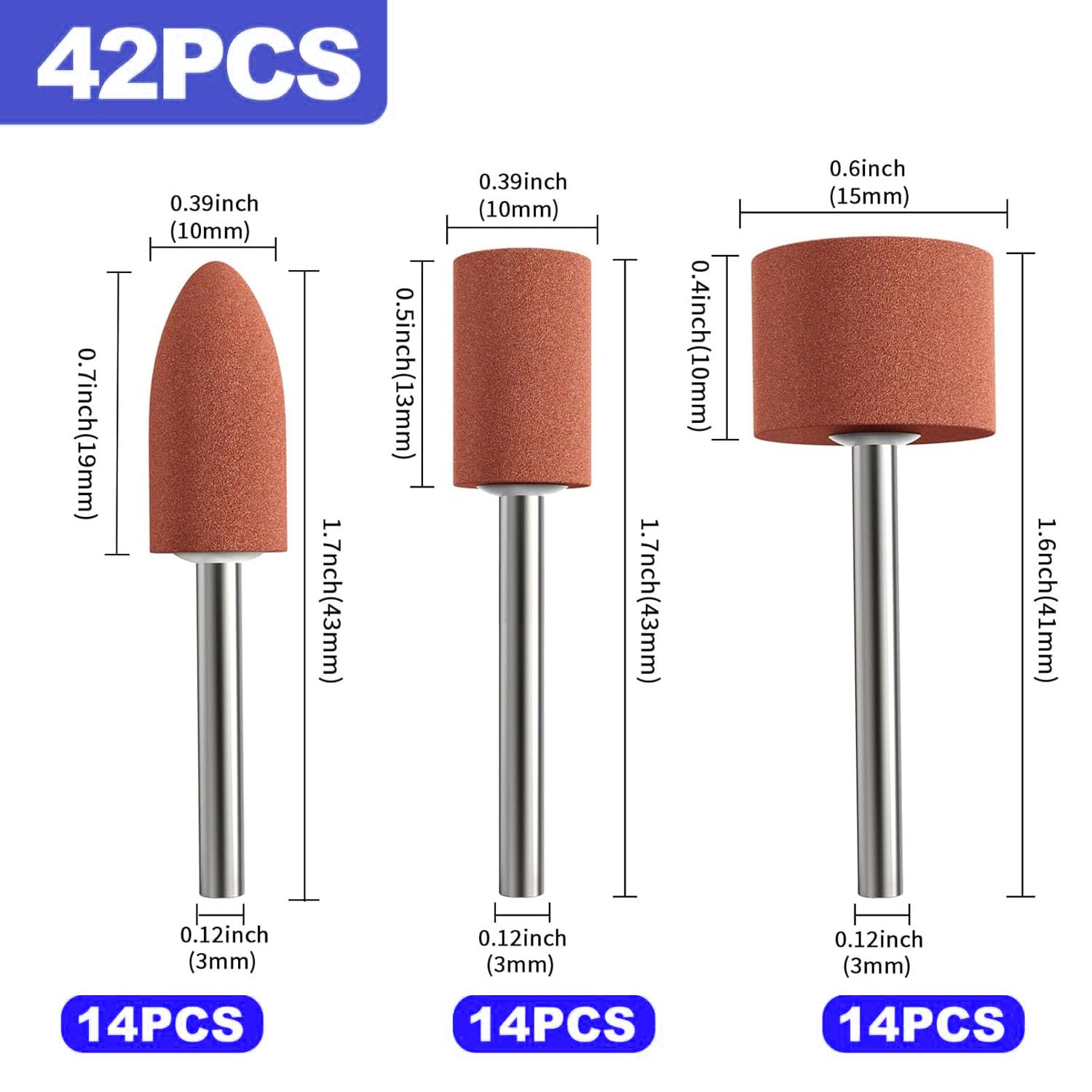 Testa di Levigatura e Lucidatura 42 pezzi, Accessorio Smerigliatura Dremel con gambo 1/8 pollice