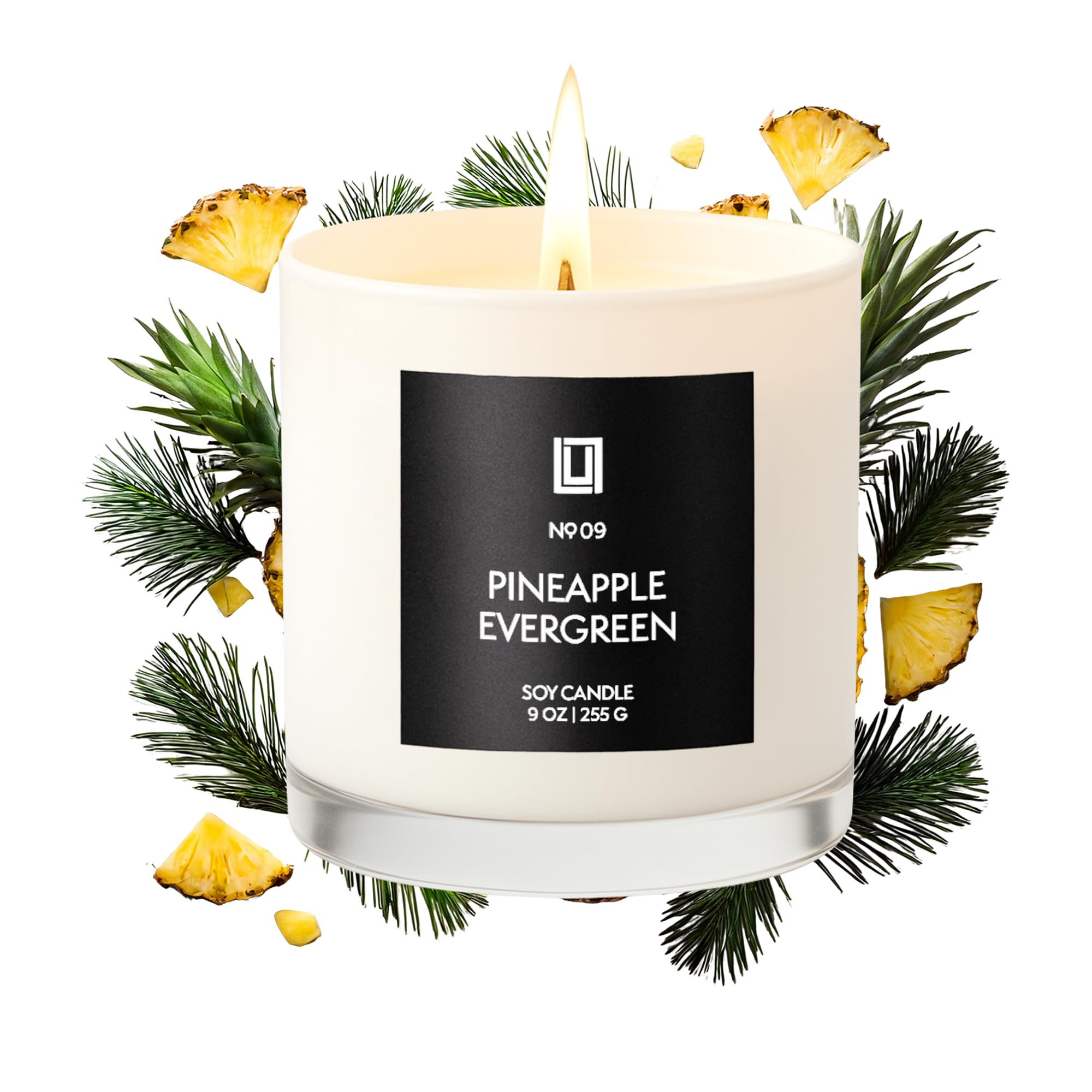 Lulu Candles | Pineapple Evergreen | Luxury Scented Soy Jar Candle | Hand Poured in The USA | Highly Scented Candles for Home Fragrance & Decor (9 Oz.)