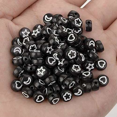 PlusWin 1000 cuentas de letras redondas del alfabeto de 0.157 x 0.276 pulgadas (0.157 x 0.276 in), 4 estilos mixtos, cuentas y surtidos de cuentas