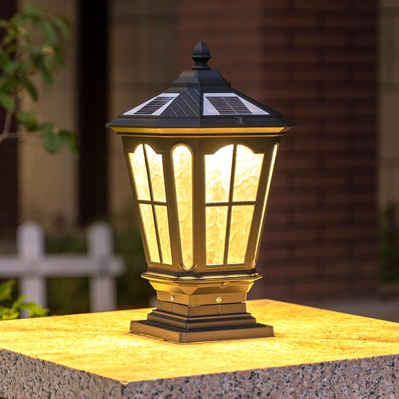 Solar-Außenpfostenleuchten, Außen-Säulenleuchten, Deckleuchten, Solar-Leuchte, Solar-Lampe, Pfostenleuchte, mit E26 IP54 wasserdicht, solarbetrieben und fest verdrahtet, Doppelzweck (Solar