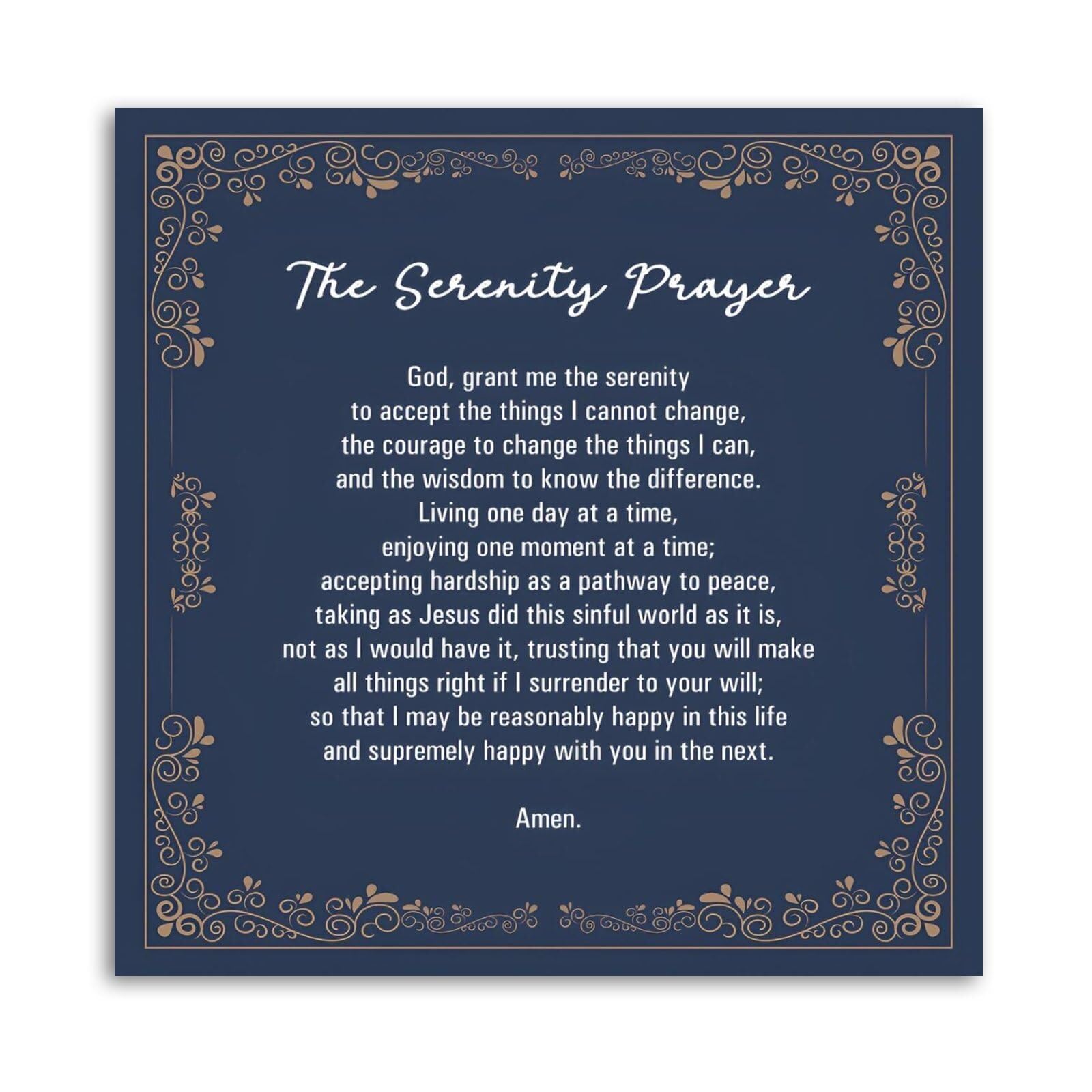 BYLSAGWHT Christian Serenity Prayer Poem Poster Inspirational Faith Quote Canvas Art Religious Wall Decor for Bedroom Living Room Prayer Room
