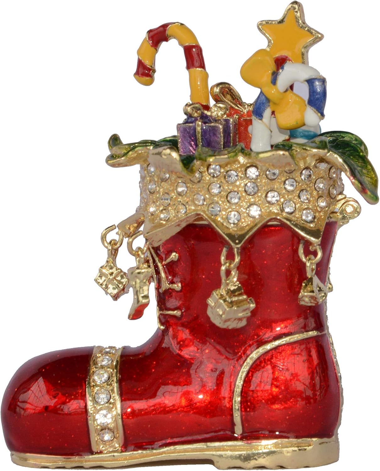 Christmas Ornament Trinket Box Jewelry Box Hand Painted Decorative Box with Hinged Lid Ring Earring Holder Holiday Figurine Collectible