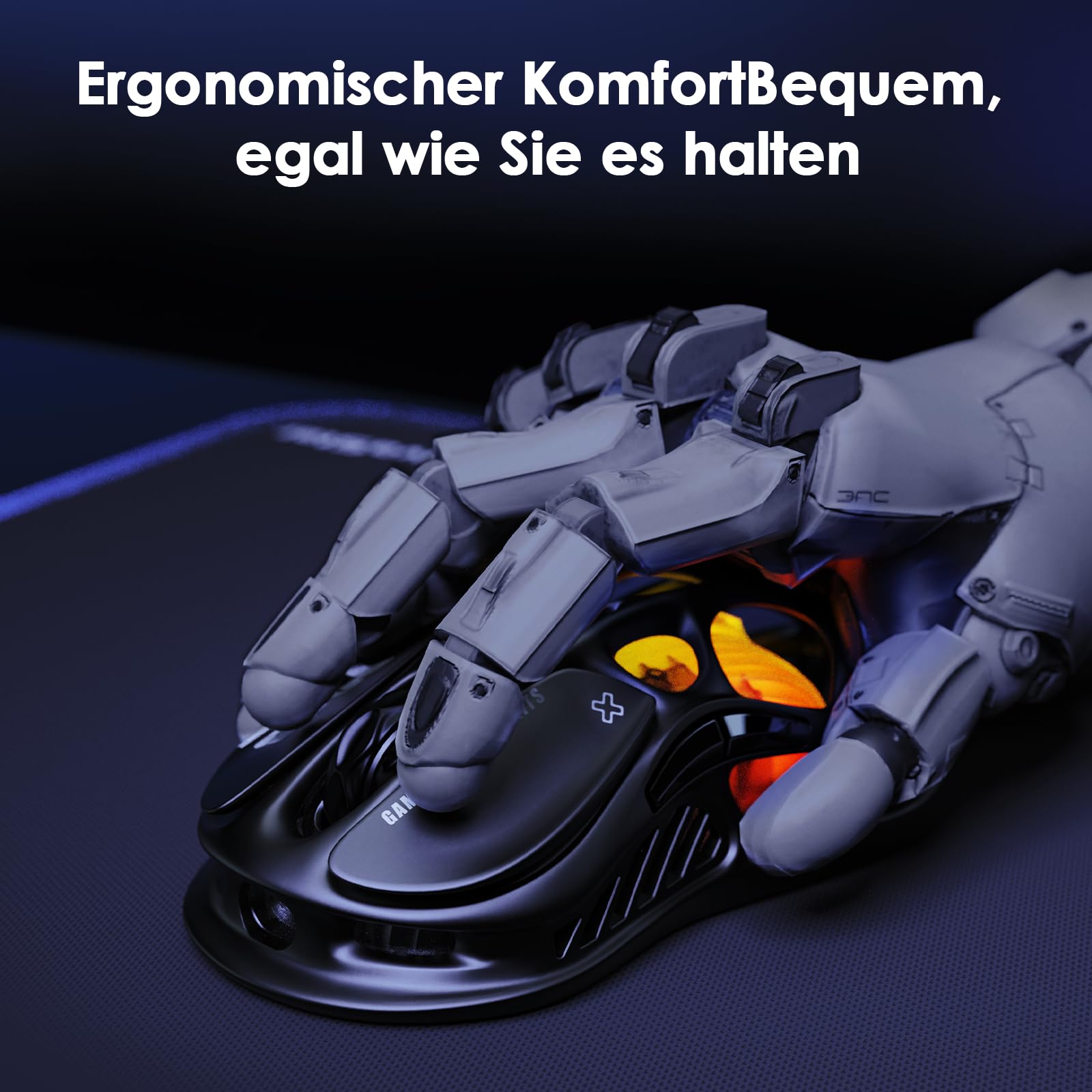 GravaStar Mercury M2 Gaming Maus Kabellos 26000 DPI PAW3395 DM Sensor 79g Ultraleicht RGB Tri-Mode Schwarz