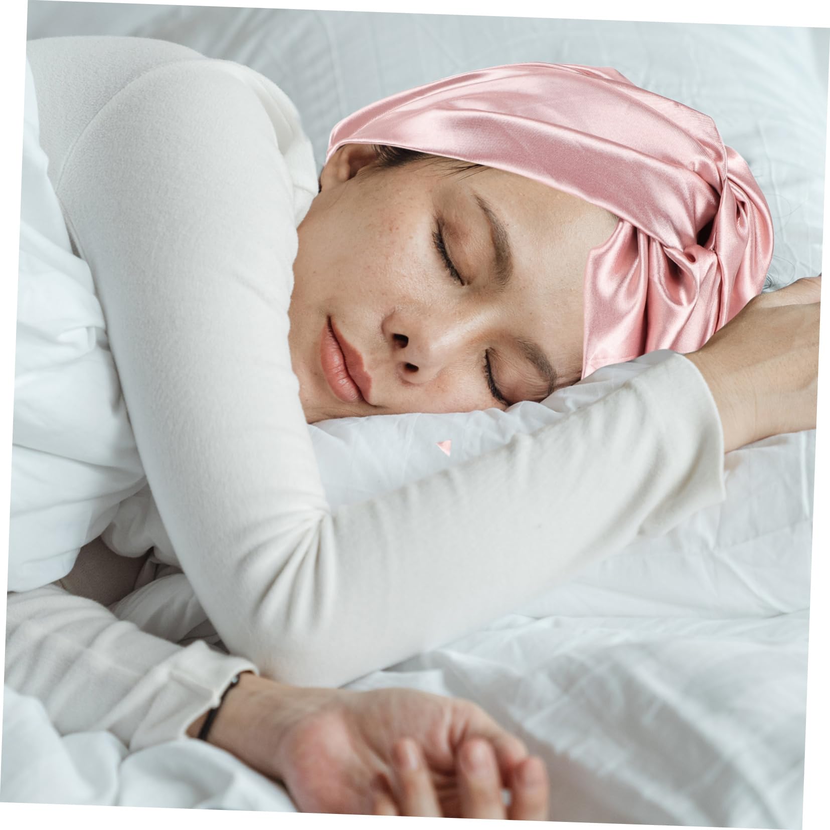 4juegos Bonnet Para Mujeres Con Diseño Twisted Gorro De De Satén Para El Cabello Rizado Diadema Color Champán