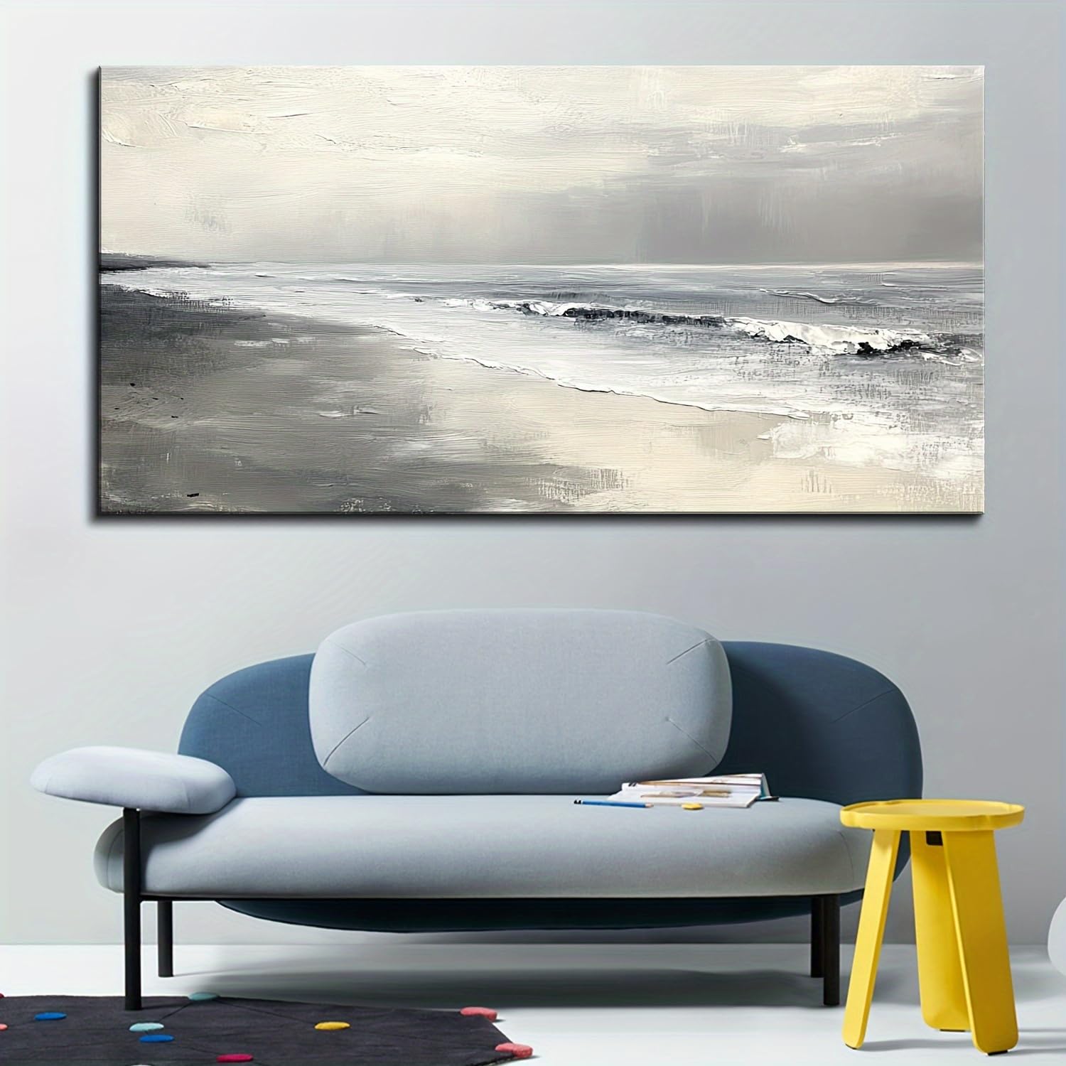 UUDEZO Seaside Landscape Canvas Art Framed Abstract Oil Paintings Ideal for Decorating Your Living Room(70x140cm(28x55in)