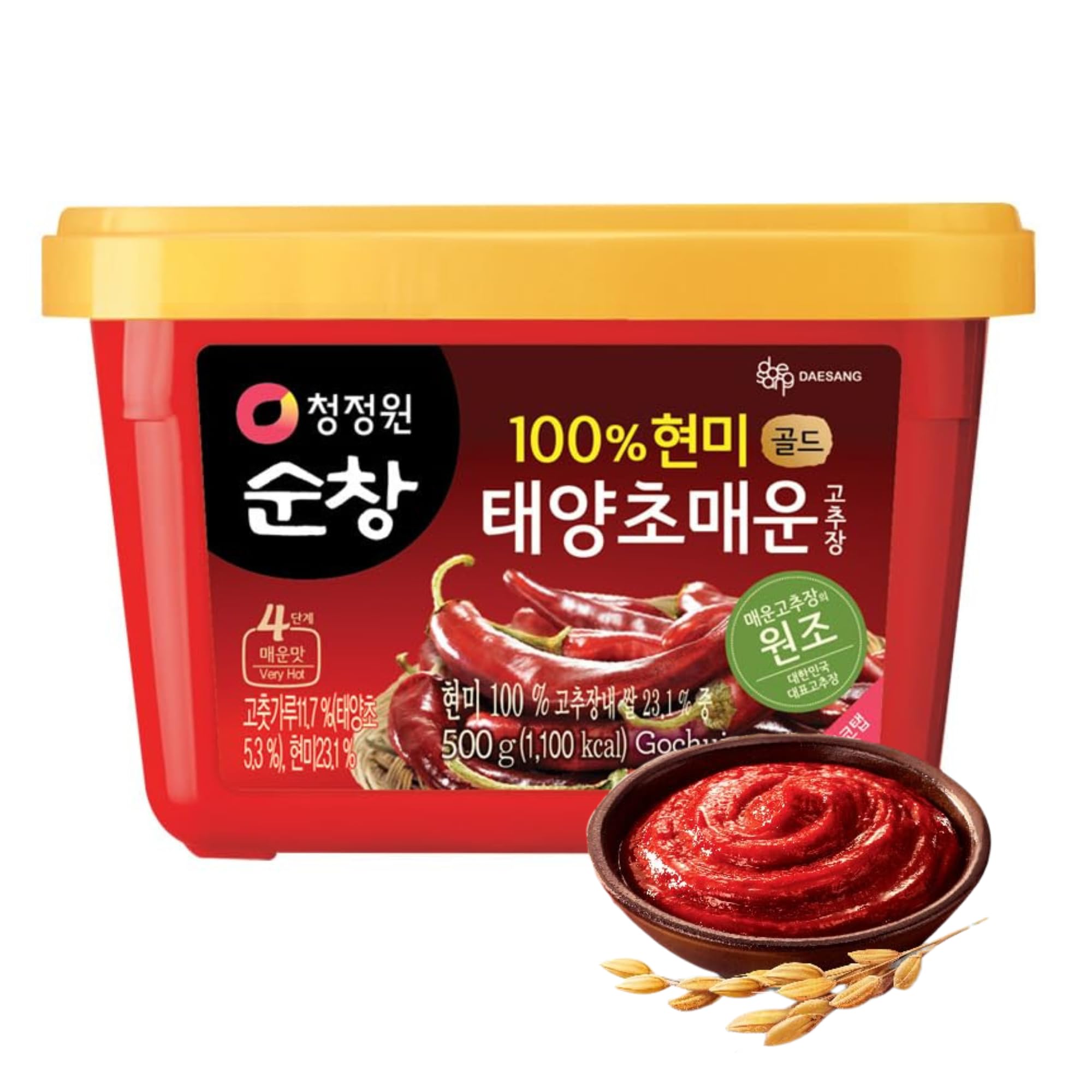Gochujang – Korean Red Chili Paste [ Hot | 1.1 lb (500g) ] – Gluten-Free/ 0 Fat/ 0 Cholesterol / (40 Calories/Serving) | Spicy & Sweet Savory Fermented Sauce | Great for Bibimbap, Marinades, Stews & BBQ - O’food