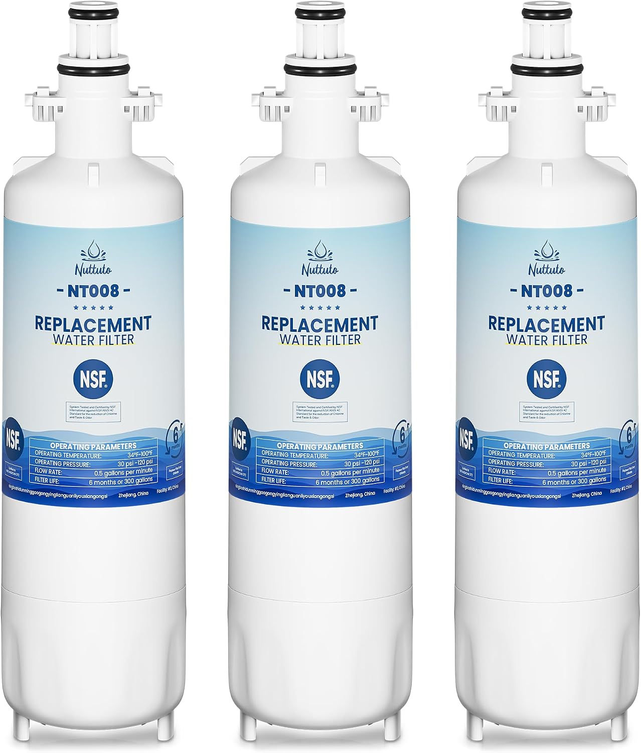 ADQ360061 Water Filter Fit for LG LT700P, Kenmore Elite 795 9690 | Compatible with LG ADQ36006101, LFDS22520S, LFXS30766S, HDX FML-3, RWF1052, RFC1200A, NSF/ANSI Certified, 3PACK