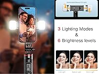 Vista 7 de C13D - Trípode portátil para teléfono de 53 pulgadas con 8 luces LED desmontables, trípode de vlog 4 en 1 con control remoto Bluetooth y base
