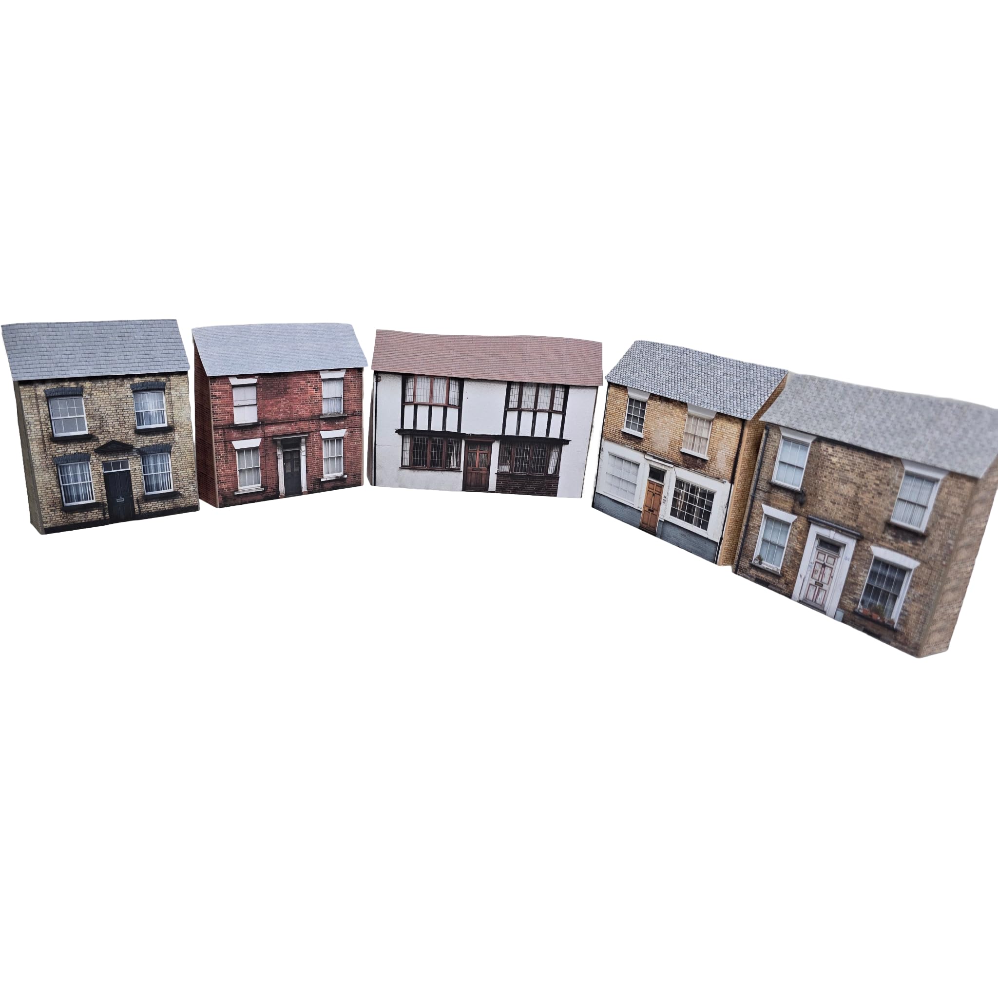 Model Railway Houses Card Low Relief TT Gauge Pack of 5 1/120 Scale Set 12