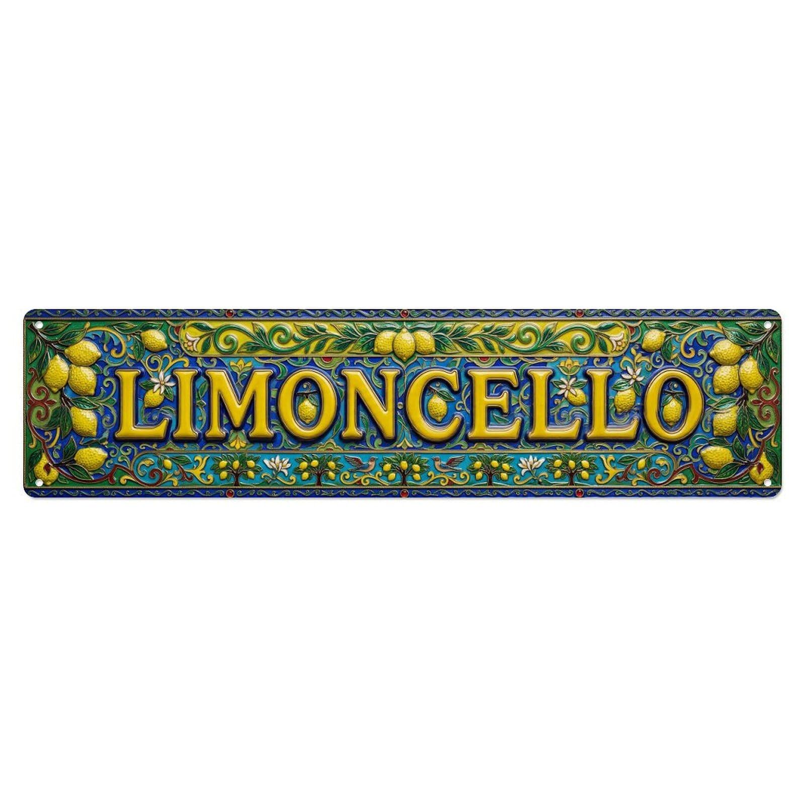 Vintage Limoncello Enamel Italian Kitchen Metal Tin Sign Plaque Wall Decor for Cafe, Club, Garden Metal Poster 4x16Inch