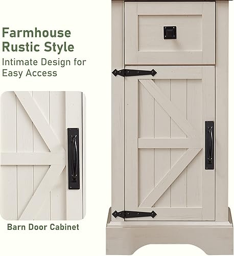 Miniatura 4 de OKD Armario de almacenamiento de baño armario de almacenamiento de granja con estantes ajustables y cajón de almacenamiento torre de lino alta para