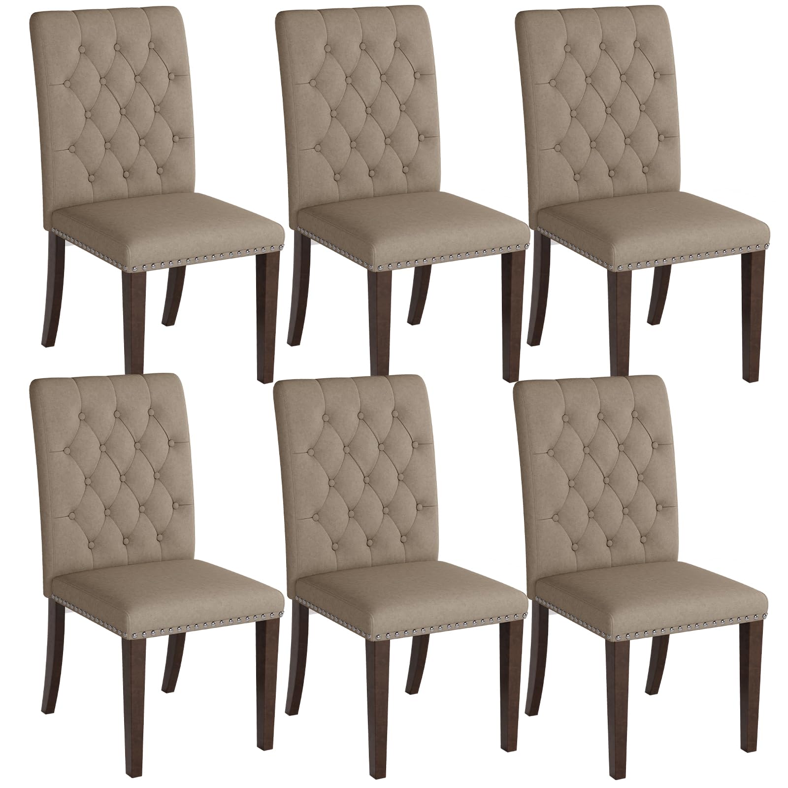 Amazon.com - WIDELUCK Tufted Dining Room Chairs Set of 6, High-end ...