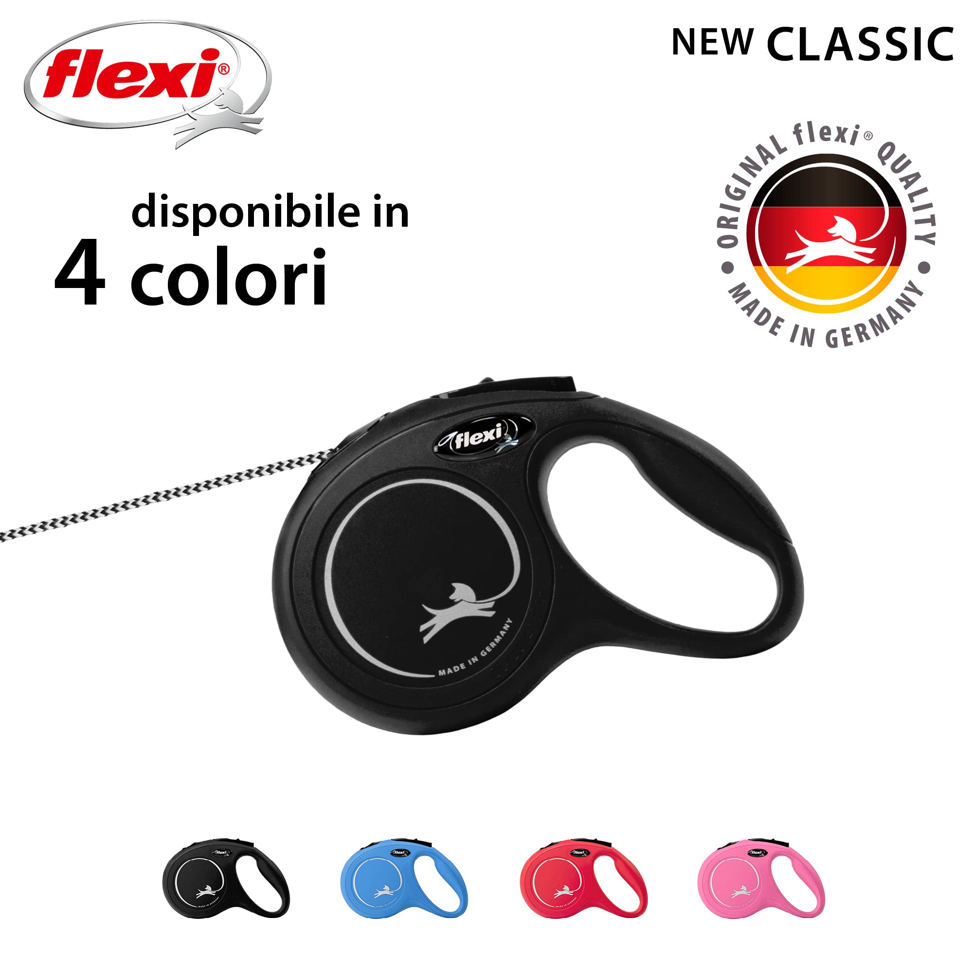 Croci Flexi New Classic Cord - Guinzaglio per cani allungabile, taglia XS fino a 8 kg, lunghezza 3 Metri, Nero