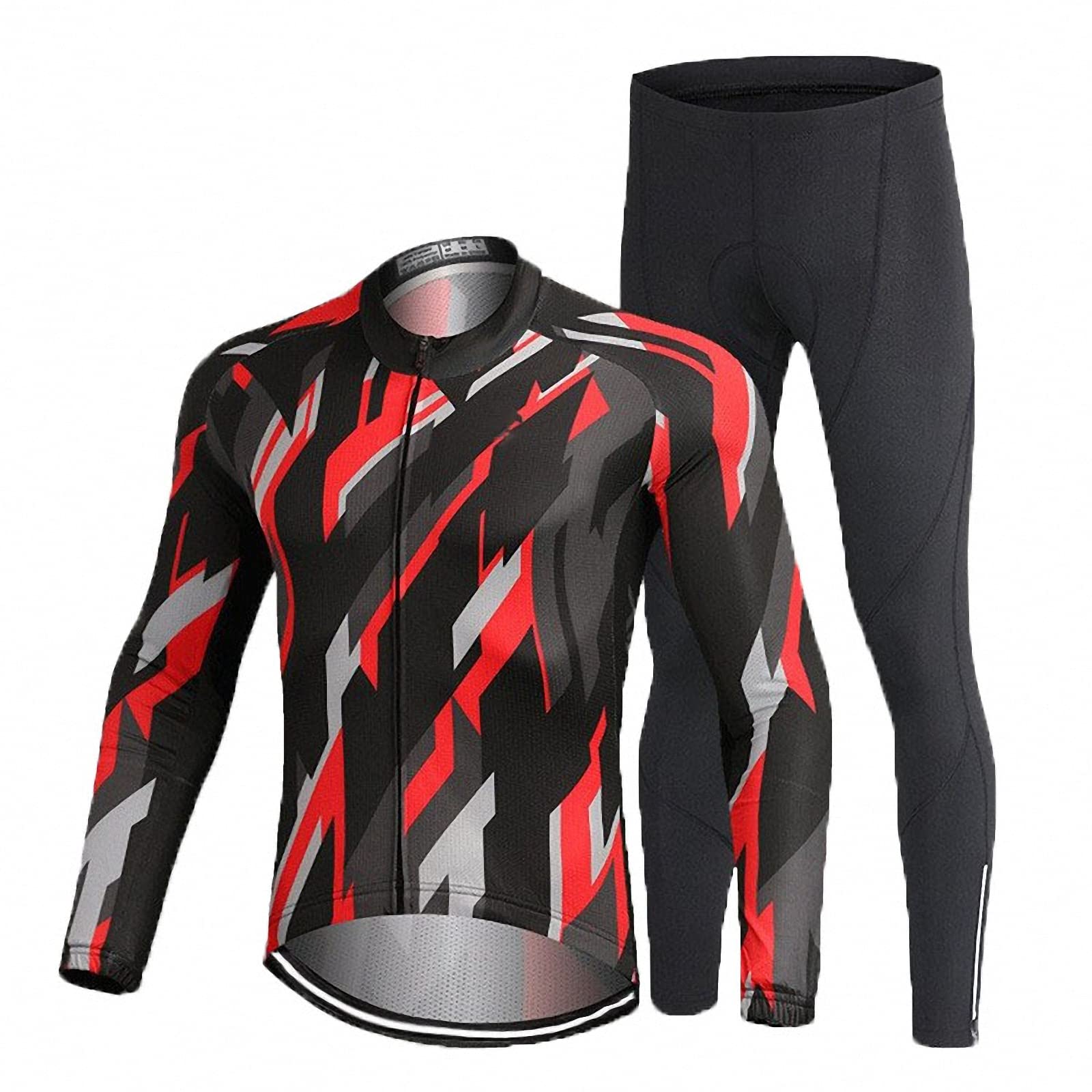 Traje de Ciclismo de Manga Larga para Hombre, Pantalones de Ciclismo elásticos Ajustados con Acolchado de Gel 3D, Ropa de Ciclismo al Aire Libre y de Bicicleta de montaña