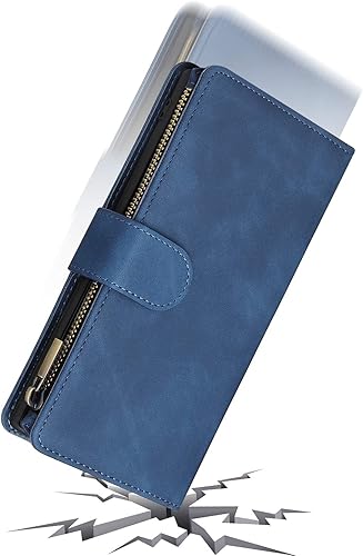 Miniatura 7 de LBYZCASE Funda de teléfono para Samsung Galaxy S21, Samsung S21 5G, funda de cuero con tapa de lujo, bolsillo con cremallera, correa de muñeca,