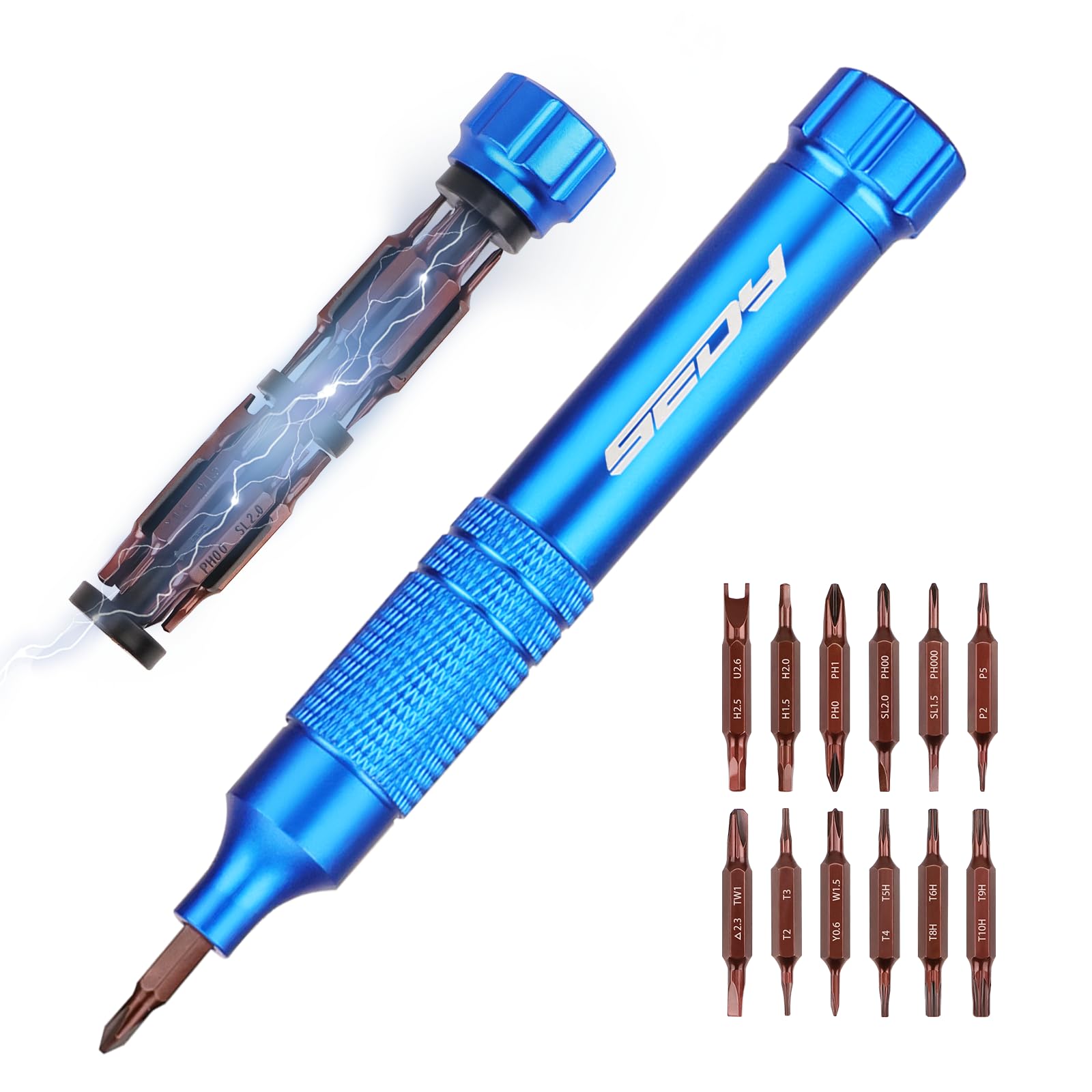 24-in-1 Mini Precision Screwdriver Set: Small Magnetic Screwdriver Bits Set Portable Eyeglasses Screwdriver Kit for Watches Jewelry Laptop (Blue)