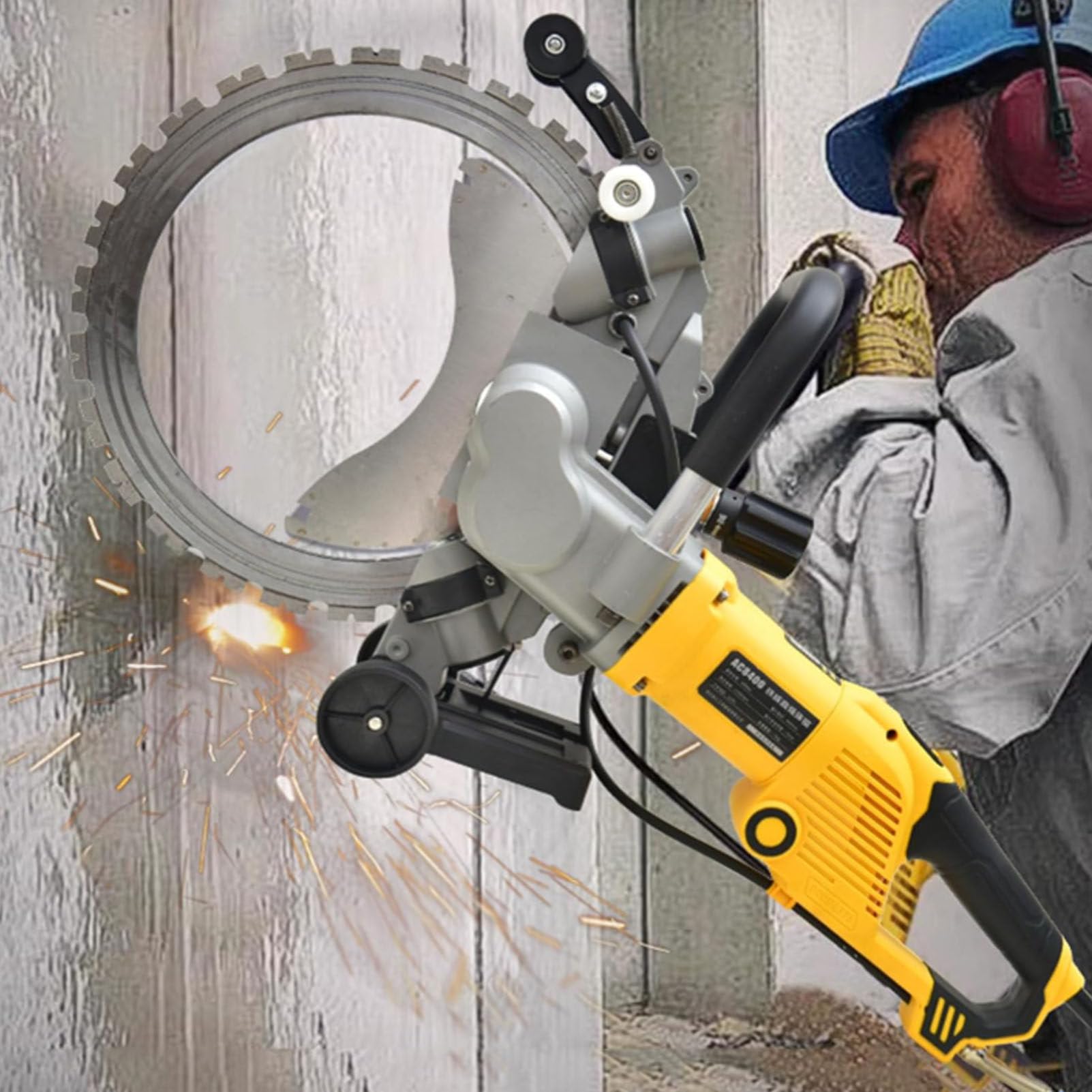 Electric Concrete Saw with Water Fed Dust Suppression, Concrete Cutter with Blade for Cutting Granite, Porcelain, Concrete (Ac8400)