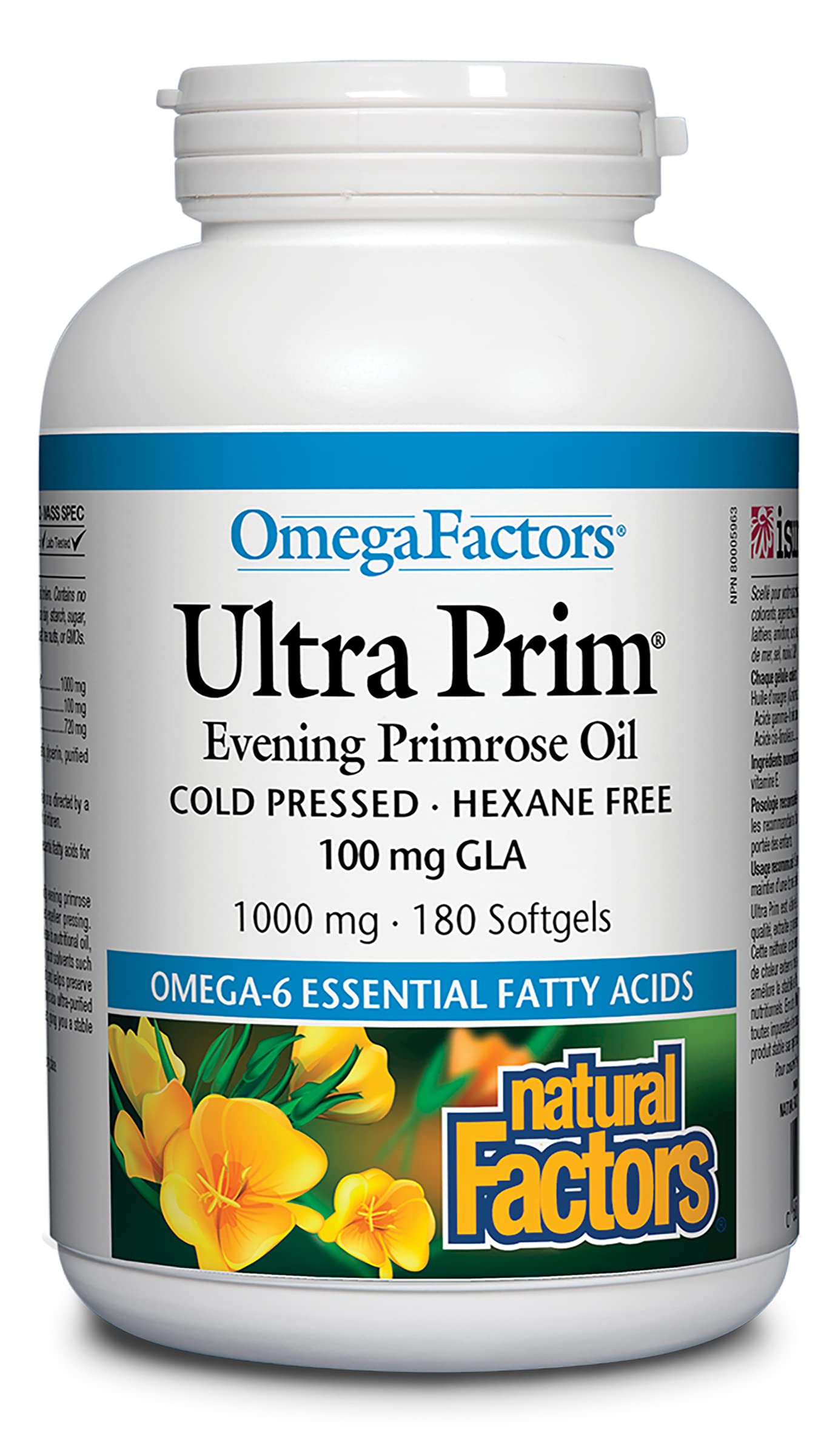 Natural Factors 1000mg Ultra Prim Evening Primerose Oil 180 Softgels