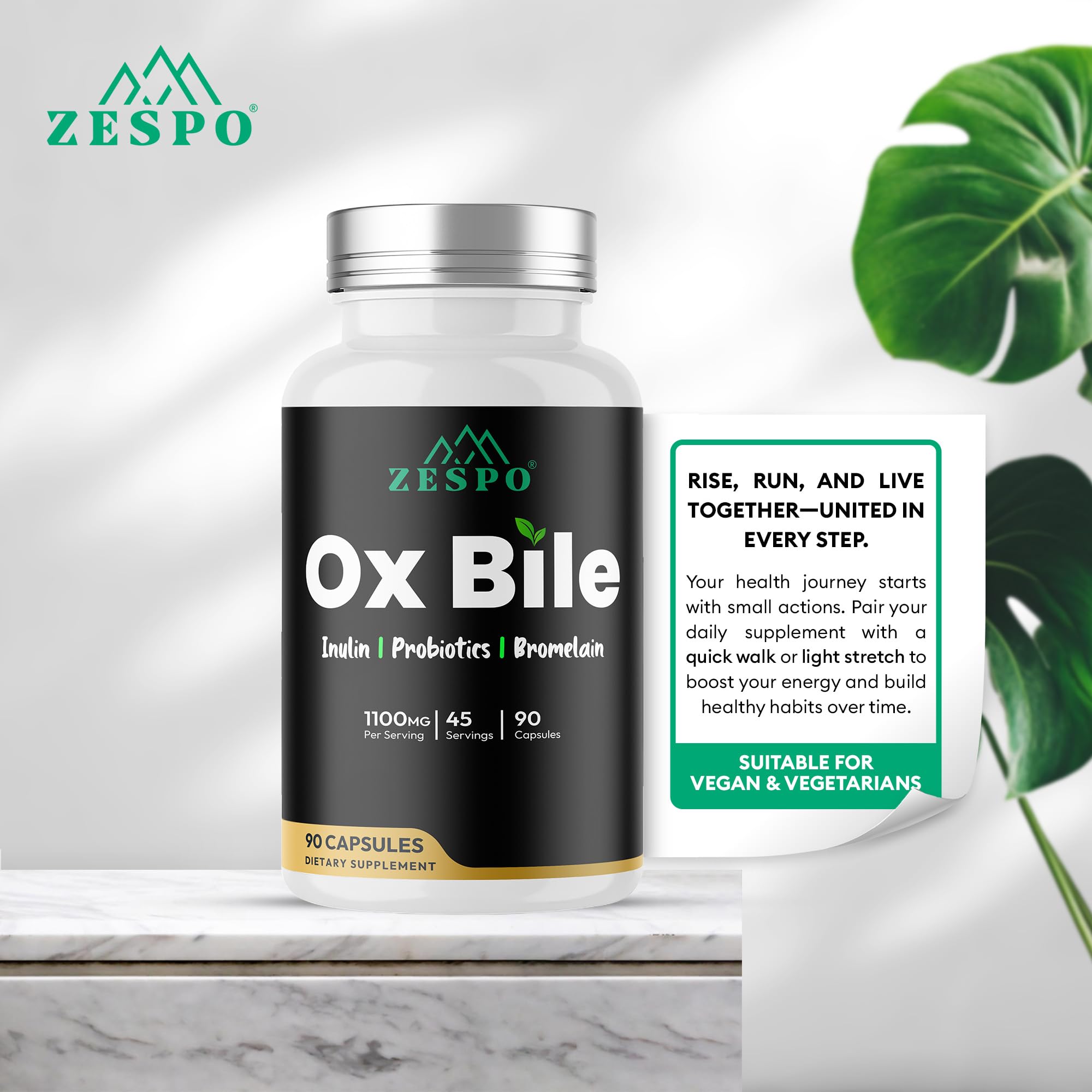Zespo Ox Bile Supplement 1100Mg Supports Digestion & Gut Health With Inulin, Probiotics & Bromelain 90 Capsules For Bile Production & Nutrient Absorption 4