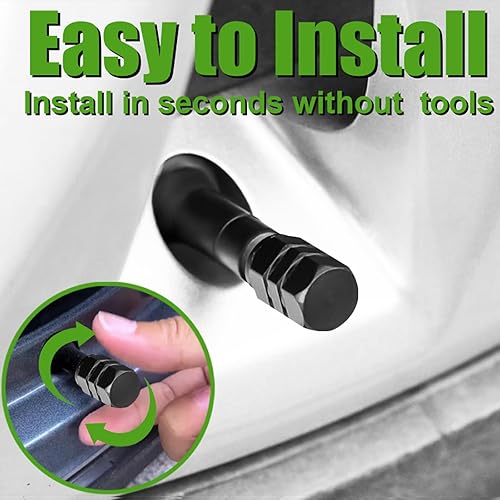 Miniatura 5 de WSSROGY 20 tapas de válvula de neumático de automóvil, tapas de aire, universales para automóviles, SUV, bicicletas, camiones y motocicletas (negro)