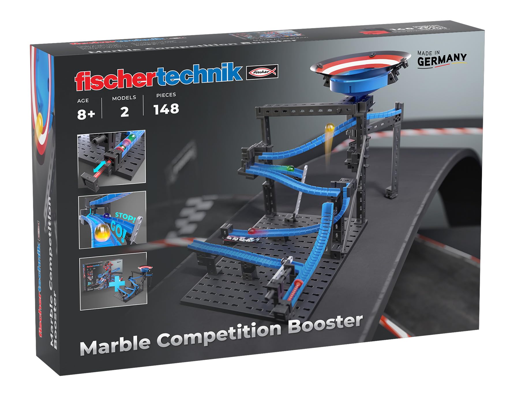 fischertechnik Marble Competition Booster 571897 – Marble Run Expansion, Ball Track Accessory with Funnel, Ages 8+