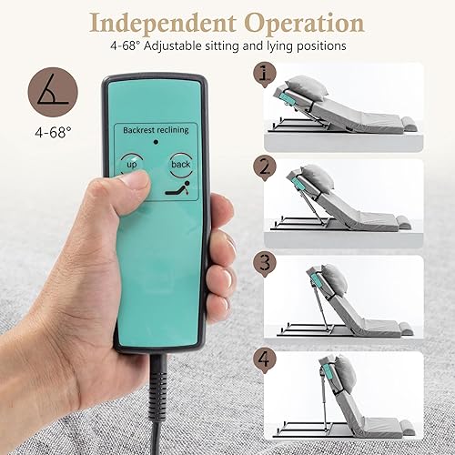 Miniatura 3 de Elevador de respaldo de cama ajustable eléctrico para ancianos y pacientes, elevación de control remoto de 4 a 68, portátil y lavable a máquina,