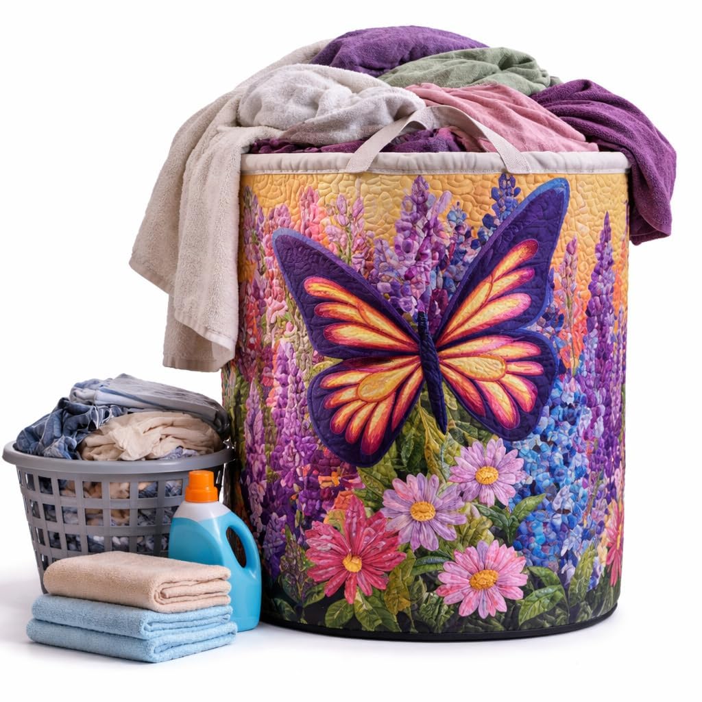 Quilted Laundry Basket with Handles,3 Sizes Foldable Quilted Storage Basket (A16,L(20in*28in))