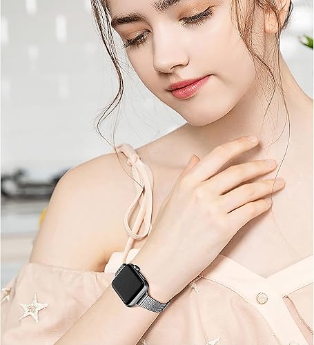 Miniatura 4 de Secbolt Correas finas compatibles con Apple Watch Band de 1.49, 1.57, 1.61, 1.65, 1.73 y 1.77 pulgadas, iWatch SE Series 87654321, de acero