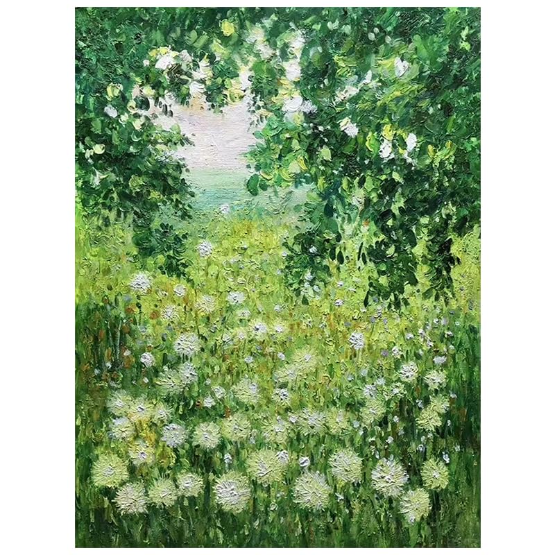 Peinture à l'huile de pissenlits verts peinte à la main sur toile moderne 80x120 cm