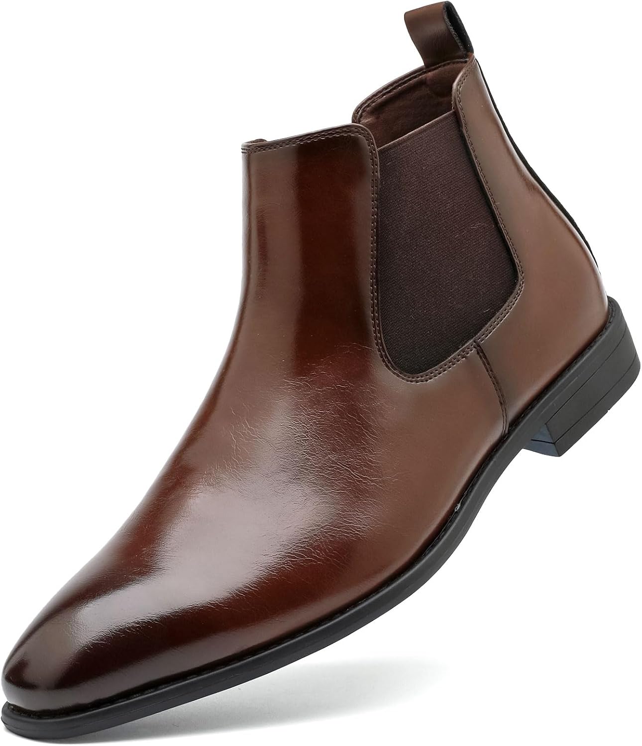 Men's Leather Chelsea Boots Elastic Slip-On Formal Ankle Dress Boots | Lightweight Breathable Anti-Skid Soft Wearproof All-Day Comfort for Business Wedding Party Banquet Daily Casual Driving